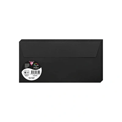 Immagine di Clairefontaine 5835C Pacco da 20 Buste autoadesive Formato DL 11x22cm 120g/m² Colore Nero Inviti Eventi e Corrispondenza Gamma Pollen Carta Premium Liscia