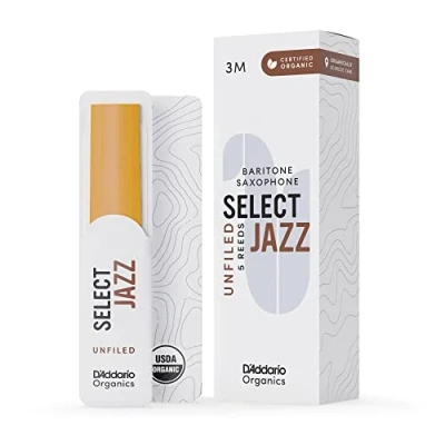 Immagine di D&#039;Addario Organic Select Jazz Unfiled Baritone Ance per Sassofono Sax La prima e unica Ancia Biologica 3 Medio, 5 Pacchetto