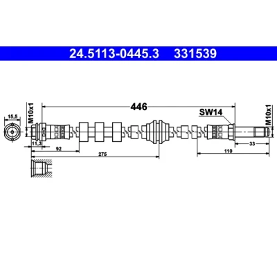 Immagine di ATE 24.5113 0445.3 Tubi Freno 446 M10x1 AUDI: A6 C7 Avant