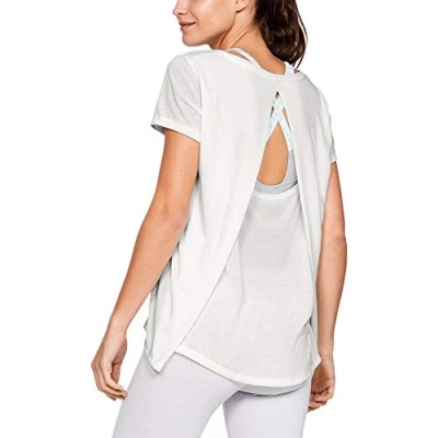 Immagine di Under Armour Whisperlight SS Foldover Maglietta A Maniche Corte, Donna, Bianco, XS