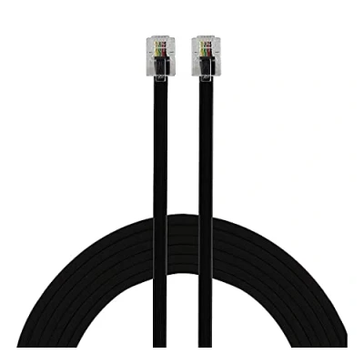 Immagine di HUAZIZ 5 Metri Cavo Telefonico RJ11 Modulare Occidentale su Connettore Piatto Presa Telefonica Modem Router Fax ISDN DSL VDSL Internet Nero