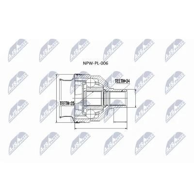 Immagine di NTY NPW PL 006 Kit Giunto Omocinetico Assale anteriore Dx con anello sicurezza lato OPEL: Zafira B, Astra F CC, H Caravan