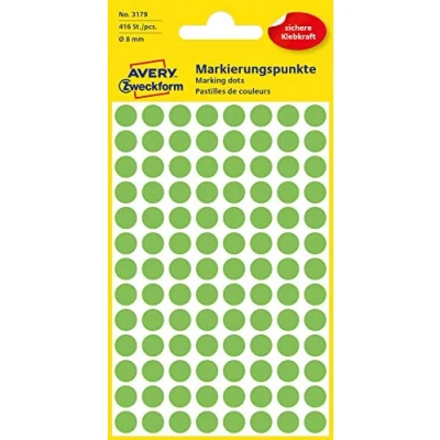 Immagine di Avery Zweckform 3179 etichetta autoadesiva Verde Rotondo Permanente 416 pezzo(i)