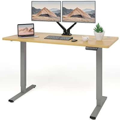 Immagine di FLEXISPOT EF1+160 * 80cm Certificato FSC Scrivania Regolabile in Altezza Elettrica Motorizzata Standing Desk,Pannello di controllo con memoria a 2 Livelli (Grigio+Acero)