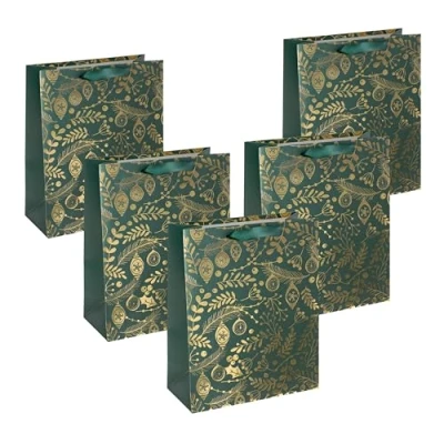 Immagine di SIGEL GT118 Set di 5 sacchetti regalo carta, 26 x 33 cm, colore: Verde