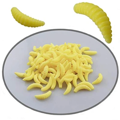 Immagine di Senven beige 100Pcs vermi artificiali, da pane, vermi, esche biomimetiche in silicone morbido, rossi simulati 100Pcs.
