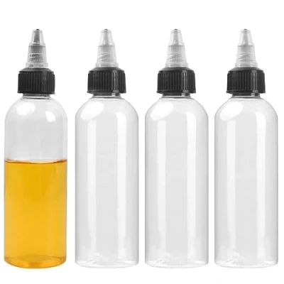 Immagine di Wisebom 4 Pezzi 100ml Bottiglia Squeeze Bottle di Plastica Bottiglie da Spremere Trasparente Vuote Condimento Dispenser con Tappo per Liquidi Olio Ketchup Senape