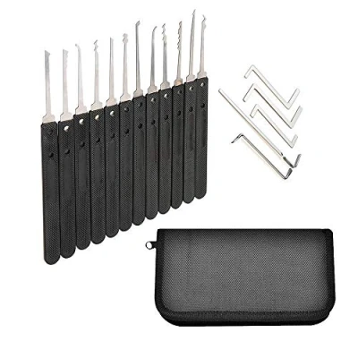 Immagine di Loboo Idea Set di grimaldelli a 17 pezzi Set/Kit prelievo chiave con sacca cerniera/Strumento per estrarre la blocco principianti e formazione del fabbro