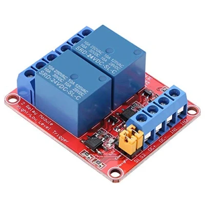 Immagine di Modulo Relé 2 Channel Relay 5 V 12 24 con Optoaccoppiatore,con supporto livello di attivazione alto o basso(24V), Staffetta