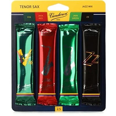 Immagine di Vandoren sax tenore SRMIXT2 Jazz Reed mix di include 1 ciascuna Zz, V16, Java e rosso forza 2 2.5