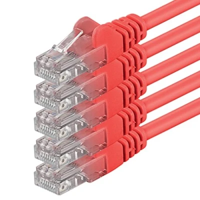 Immagine di 2m rosso 5 pezzi Rete Cavi Cat6 CAT 6 250MHz non contiene alogeni compatibile con 5e / CAT6a CAT7 10 100 1000 10000 Mbit s per switch, router, modem, Patchpannel, Access Point, pannelli di permutazione