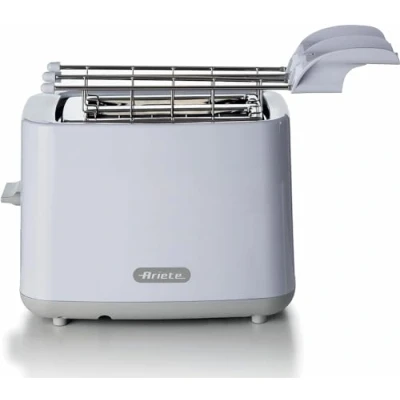 Immagine di Ariete Tostapane Breakfast 147, Tostiera con 7 Livelli di Doratura, Espulsione Automatica, Vassoio Raccoglibriciole Estraibile, Pulsante Stop, Pinze in Acciaio Inox Incluse, 760W, Bianco
