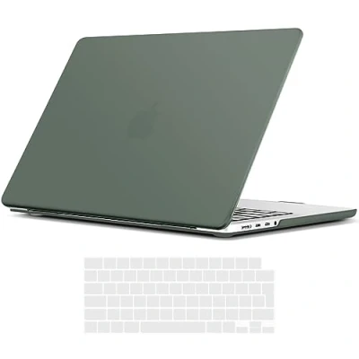 Immagine di TECOOL Custodia per MacBook PRO 14 Pollici 2023 2021 A2992 A2918 A2779 A2442 con Chip M3 M2 M1 Pro/Max, Case Cover Opaca Rigida Plastica Ultrasottile e Copritastiera Italia, Verde Notte