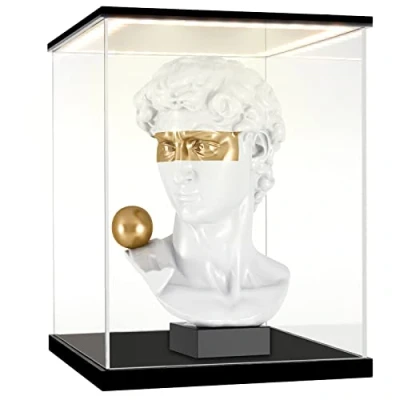 Immagine di Vetrina in Acrilico con luci a LED e Interruttore, Teca Plexiglass Cubo Contenitori Scatola Espositiva per Lego, Modellismo, Collezionismo, Figure (25x25x30 cm)