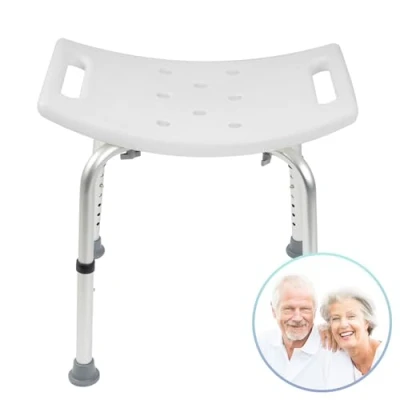 Immagine di KARAT sgabello da doccia Noah Plus, altezza regolabile 38 53 cm, portata fino a 136 kg, bagno per anziani, bagno, piedini in gomma antiscivolo