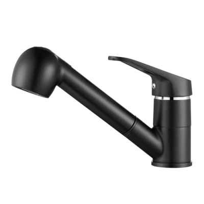 Immagine di Auralum Rubinetto Doccetta Estraibile Cucina Nero Moderno e Flessibile Girevole a 360 2 Getti Miscelatore Monocomando Per Lavello o Barra
