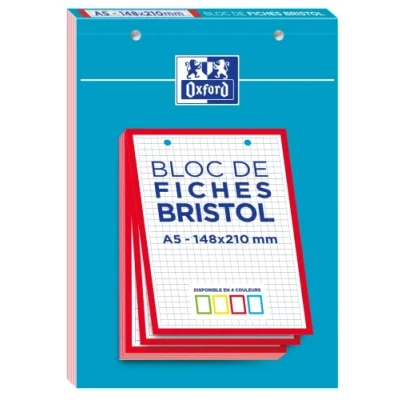 Immagine di Oxford Blocco di fogli BRISTOL 2.0 forato, 148 x 210 mm, piccole piastrelle 5 30 spine, cornice rossa