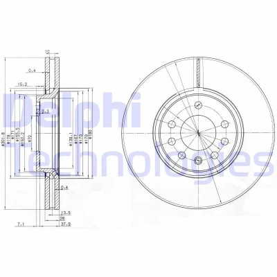 Immagine di DELPHI BG3772C Disco freno 302 28 5 ventilato rivestito non trattato senza cuscinetto ruota, anello sensore ABS SAAB: 9 3 Sedan