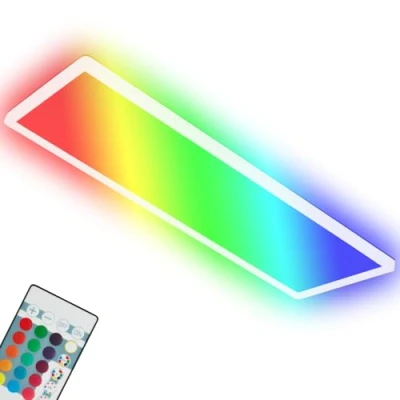 Immagine di BRILONER Leuchten Ultra Flat Ceiling Light RGBW, LED with Backlight, Neutral White, Panel, Colour Changing, Dimmable, Remote Control, 7404 016