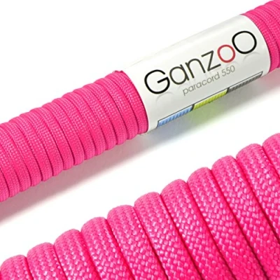 Immagine di Ganzoo Paracord 550, corda da 4mm, 15 Metri, Poliestere, Tipo 3 7 fili interni, fai te guinzaglio per cani collare bracciale, campeggio sopravvivenza e multifunzione, magenta