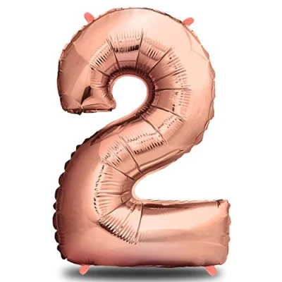Immagine di envami® Palloncini Compleanno 2 Anni Oro Rosa 101 CM Palloncino Numero Numeri Gonfiabili Decorazioni Vola con l&#039;Elio